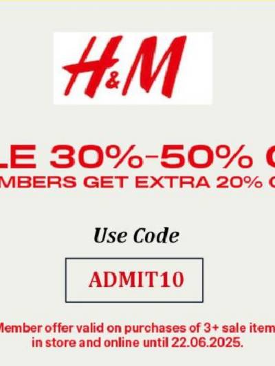 خصومات حتى 50% لفتره محدوده من اتش & ام